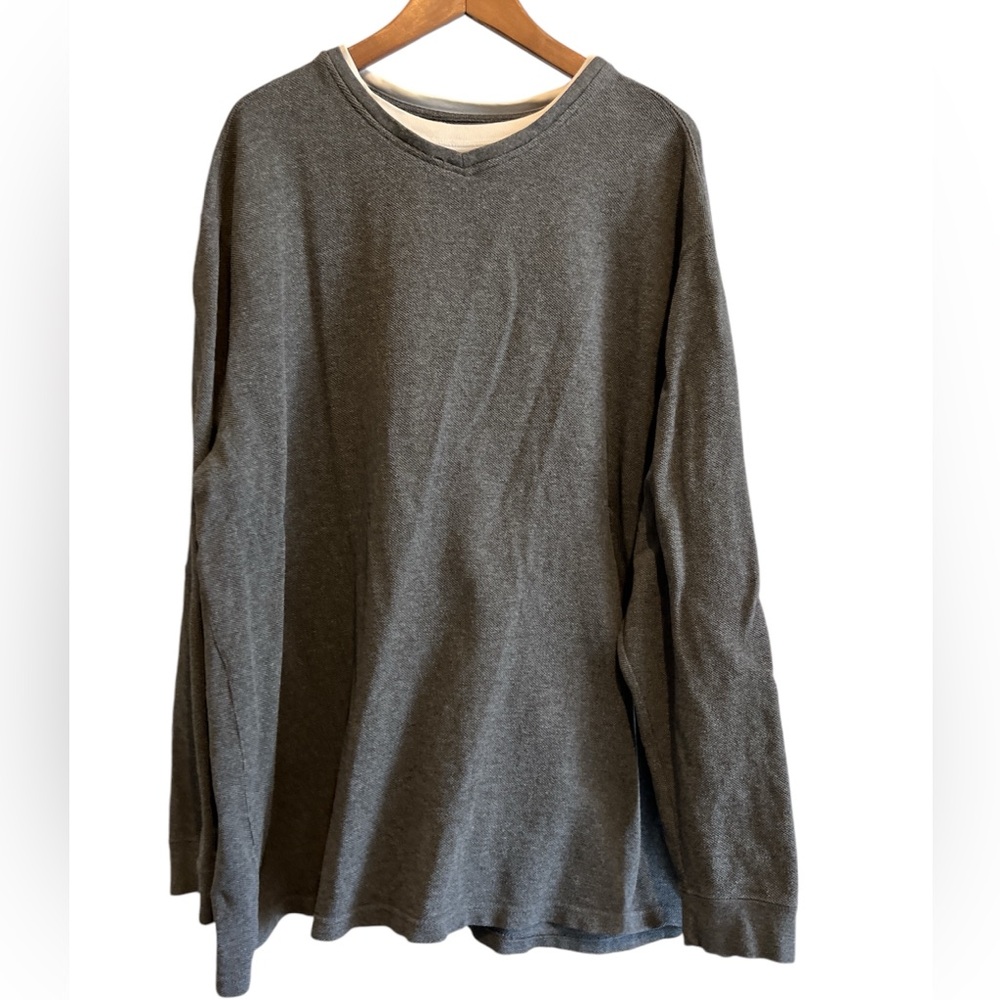 Roundtree & Yorke long sleeve men’s grey shirt with white under collar/ sz 3XLT